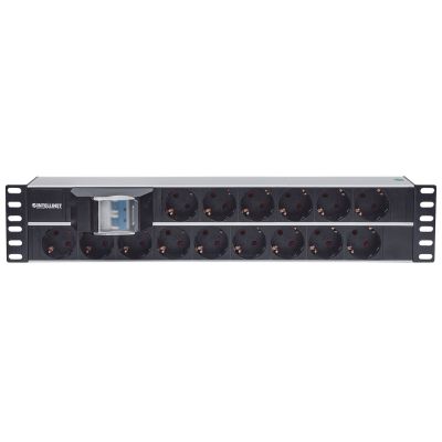 3. Intellinet 19" Rackmount Power Strip 2U, 15 Schuko Sockets, Double Switch, 3m Cable