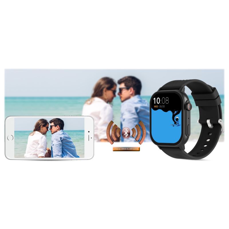 21. Smartwatch Gravity GT15-1 Black Silicone Strap + Black Bracelet