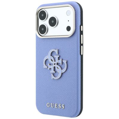 2. Guess Grained & Big Resin Logo case for iPhone 18 Pro / 17 Pro - blue