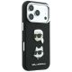 4. Karl Lagerfeld Saffiano Case with Karl & Choupette Heads Pins & Logo for iPhone 18 Pro / 17 Pro - Black