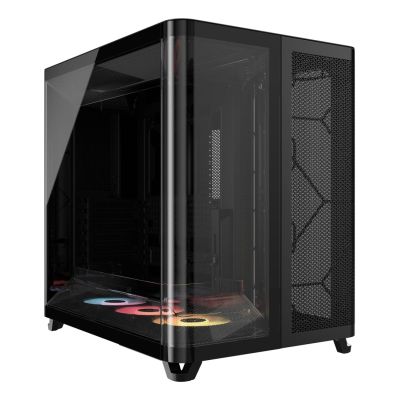 2. Corsair AIR 5400 RS-R ARGB Computer Case, Midi Tower, Tempered Glass, RGB - Black, 3x 120mm Fans Included