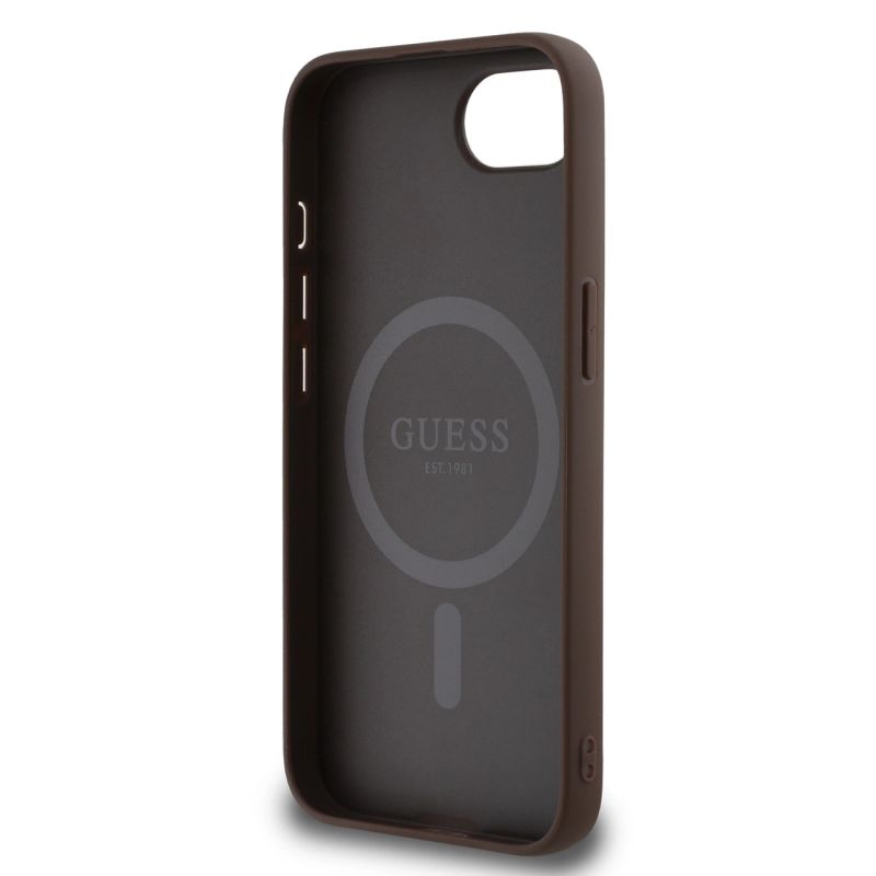 7. Guess PU 4G Peony case with MagSafe for iPhone 16e - brown