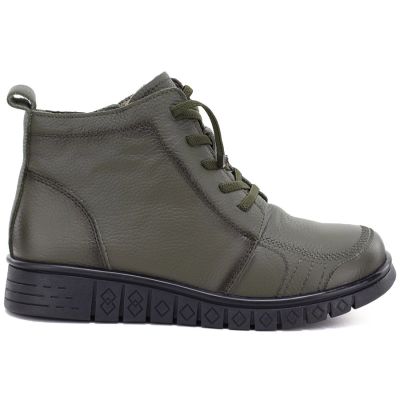 2. Comfortable Khaki Leather Ankle Boots for Women T.Sokolski OL67-1