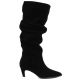 6. Women's leather boots, ruffled, black, Vinceza ZHI27-89167