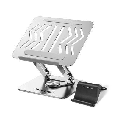 Wozinsky WRS-CPY84SS Aluminum Laptop and Tablet Stand + Free Smartphone Stand - Silver