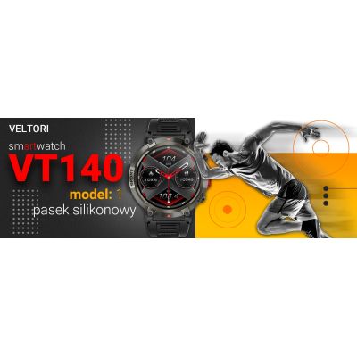 8. VELTORI VT140-1 Smartwatch Black Silicone Strap
