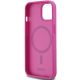 7. DKNY Leather Pattern Metal Logo MagSafe Case for iPhone 15 / 14 / 13 - Pink