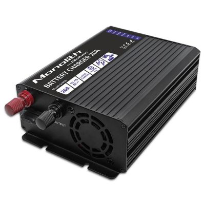 7. Qoltec Intelligent Monolith Charger for LiFePO4 AGM GEL SLA Batteries, 20A, 12V