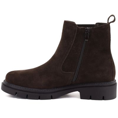 7. Women's leather ankle boots, suede, chocolate, Sergio Leone BT-01-S