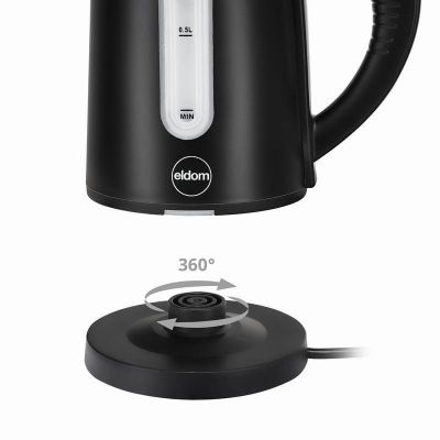 9. ELDOM CORDLESS KETTLE C185C TRIPO BLACK 1000W 0.8 L, BPA-FREE, INSULATED