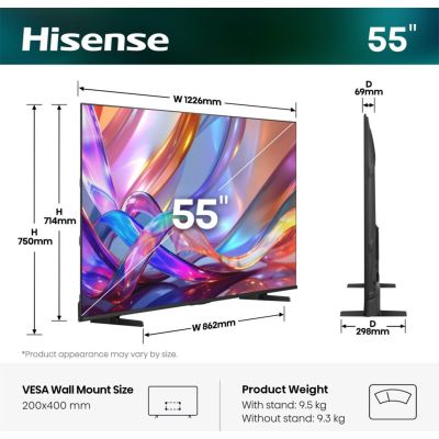 3. Hisense 55E7S 139.7 cm (55") 4K Ultra HD Smart TV Wi-Fi Black 330 cd/m2