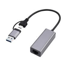 GEMBIRD NETWORK CARD USB 3.1 + TYPE-C TO LAN 2.5GB/S GRAY