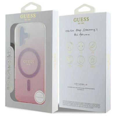 8. Guess IML Glitter Gradient MagSafe iPhone 16 Case - Pink