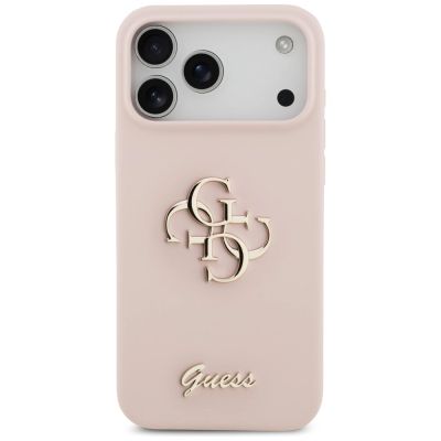 3. Guess Silicone Big 4G Script Case for iPhone 17 Pro Max - Pink