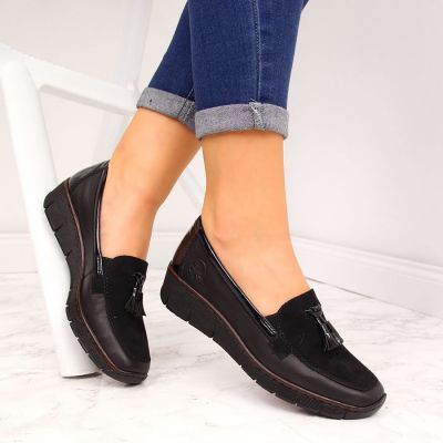 6. Rieker W RKR395 black wedge shoes