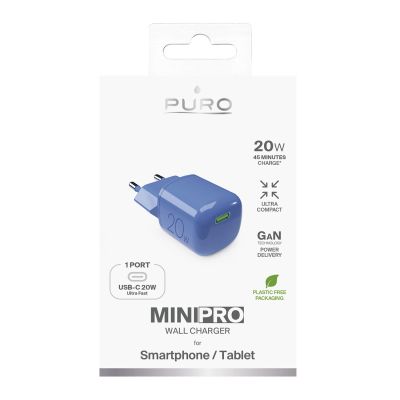 2. Puro 20W GaN USB-C Wall Charger - Blue