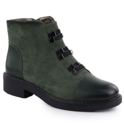 8. Green Women’s Suede-Look Lined Ankle Boots M.Daszyński SA252-4