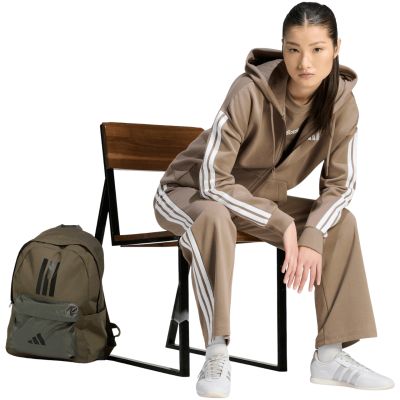 6. Women's adidas Essentials 3-Stripes Full-Zip Fleece Hoodie Light Brown KF6273