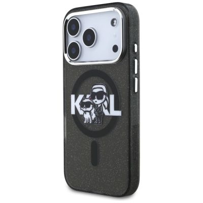 2. Karl Lagerfeld IML Glitter Karl & Choupette Sketch Logo MagSafe Case for iPhone 17 Pro - Black