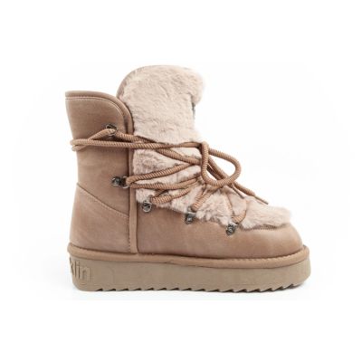 4. D.Franklin women's winter snow boots, fashionable fur lining, brown high