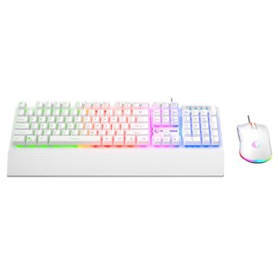 4. RAMPAGE FORTUNA Gaming Set with Keyboard, Mouse Pad and 12800 DPI Mouse, WHT