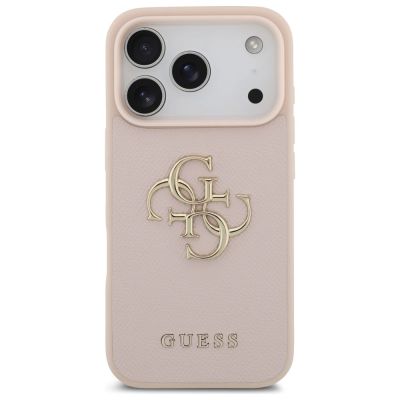 3. Guess Grained Big 4G & Classic Logo iPhone 17 Pro Case - Pink