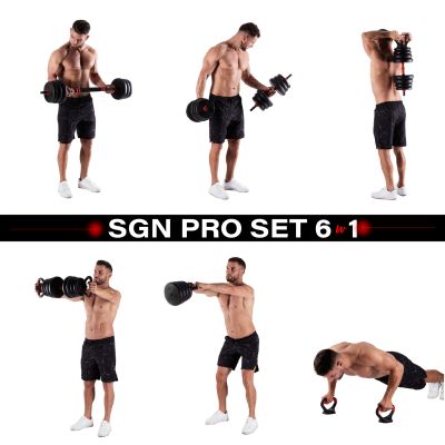 2. 6-in-1 Weight Set HMS SGN120 (Barbell, Dumbbells and Kettlebell) 20 kg