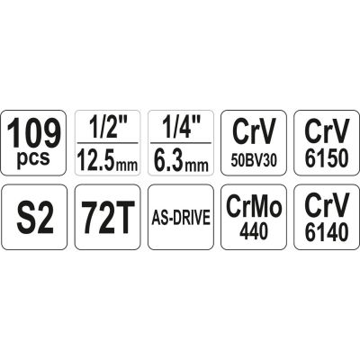 Yato YT-38891 set of keys and tools - 109 pieces
