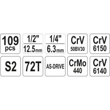 Yato YT-38891 set of keys and tools - 109 pieces