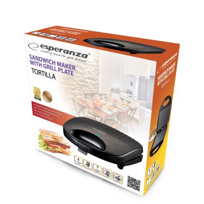 4. Esperanza TORTILLA EKT009 sandwich maker (1000W; black)