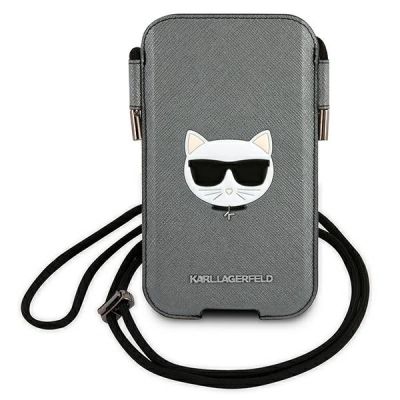 Karl Lagerfeld Saffiano Ikonik Choupette Head Phone Bag - Gray