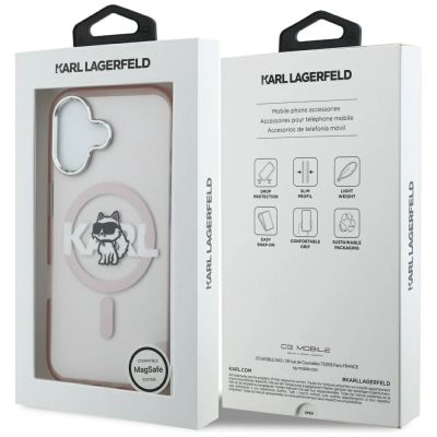 8. Karl Lagerfeld IML Choupette Sketch Logo MagSafe iPhone 17 Case - Pink