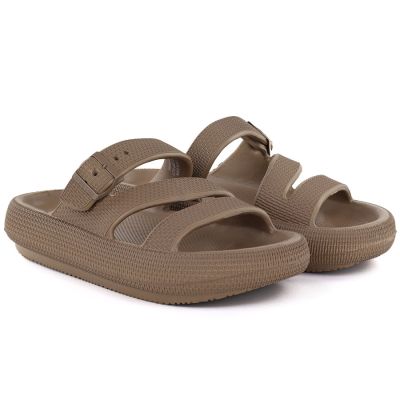 3. Women's sports flip-flops with a thick sole for the pool, brown Big Star TT274A041