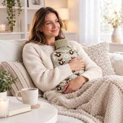4. ALPINA RUBBER HOT WATER BOTTLE WITH COVER 1.7 L BROWN