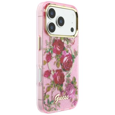 4. Guess IML Glitter Blossom Roses Case for iPhone 17 Pro / 18 Pro - Pink