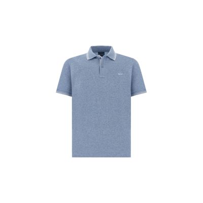 7. Paul&Shark Men's Cotton Button-Up Polo Shirt, Steel Blue 25411205-991