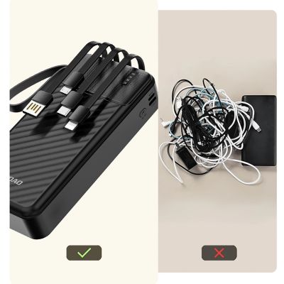 7. Dudao K11 Pro 20000mAh Powerbank with Built-in Cables - Black
