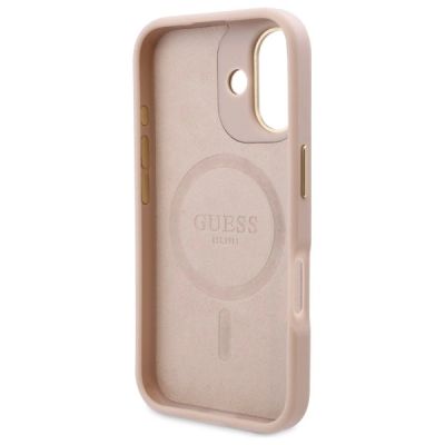 7. Guess 4G Logo Plate MagSafe iPhone 16 Case - Pink