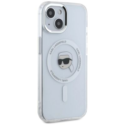 4. Karl Lagerfeld IML Metal Karl Head MagSafe Case for iPhone 15 White