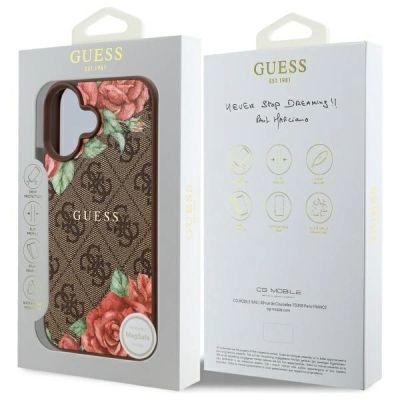 8. Guess GUHMP16SP4ROPEMCW iPhone 16 6.1" brown/brown hardcase 4G Flowers Print MagSafe
