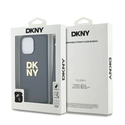 7. DKNY Wrist Strap Stock Logo case for iPhone 14 Pro - black