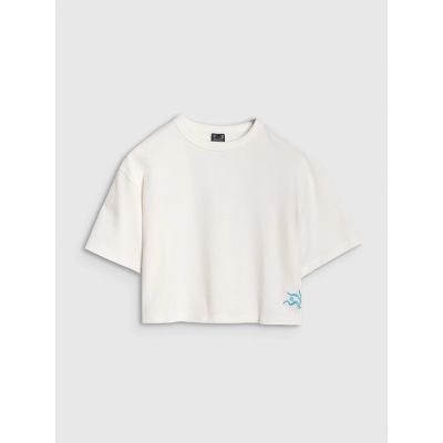 4. Women's crop top t-shirt 4F 4FWSS25TTSHF1977-11S