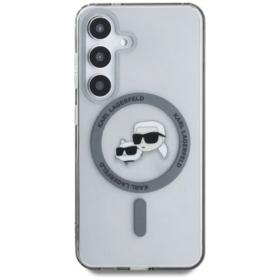 3. Karl Lagerfeld Button Karl & Choupette Heads Printed Logo MagSafe Samsung Galaxy S25 Plus case black