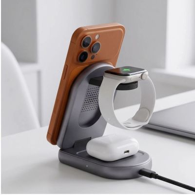 8. Tech-Protect A53 3in1 MagSafe 25W QI2.2 Wireless Charger - Dark Gray
