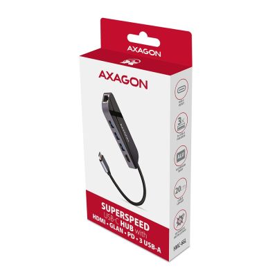 3. Axagon HMC-6GL USB 3.2 Gen 1 (3.1 Gen 1) Type-C Docking Station Black, Gray
