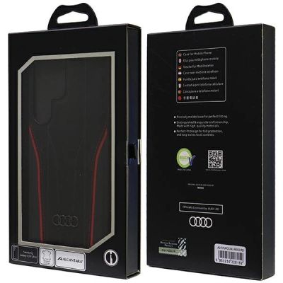 7. Audi Genuine Leather MagSafe S24 Ultra S928 black-red hardcase AU-TPUPCS24U-R8/D3-RD