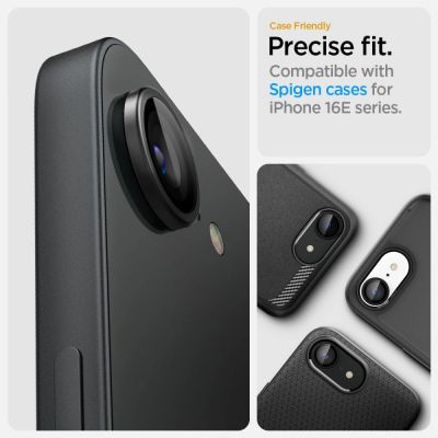9. Spigen Optik Pro GLAS.TR "Ez Fit" Camera Cover 2-pack for iPhone 16e / 17e - Black