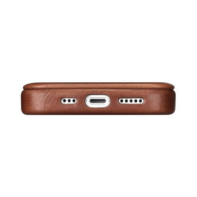 11. iCarer CE Oil Wax Premium Leather Folio Case iPhone 14 Plus magnetic flip case MagSafe brown (AKI14220707-BN)