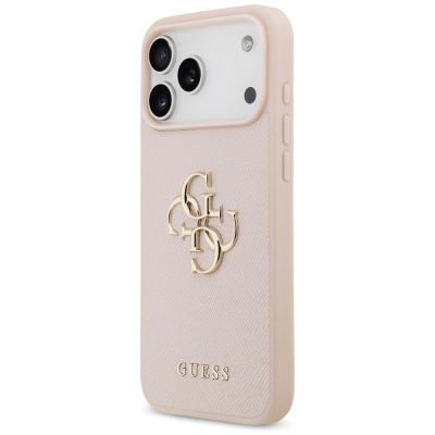 2. Guess Grained Big 4G & Classic Logo Case for iPhone 17 Pro Max - Pink
