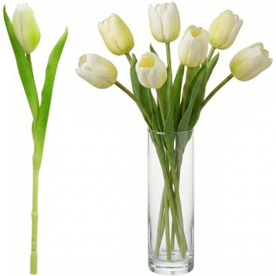 16. WHITE TULIP 31CM LIFE-LIKE SPRING DECORATION